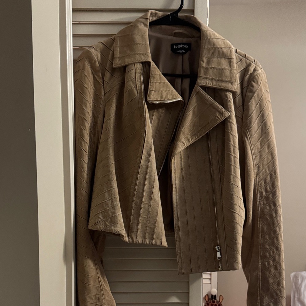 Bebe Beige Leather Jacket